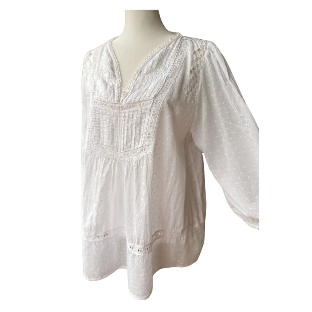 H&M Cotton Embroidered Lace Summer Top Size 14